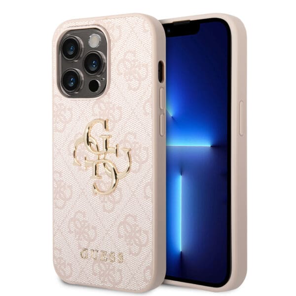 Guess "4G Logo Collection" Hard Case PU Leather Θήκη προστασίας από δερματίνη – iPhone 14 Pro Max (Ροζ)