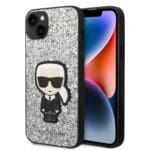 Karl Lagerfeld Glitter Flakes Case with Ikonik Patch and Metal Logo Θήκη προστασίας από σιλικόνη – iPhone 14 Plus (Glitter Silver)