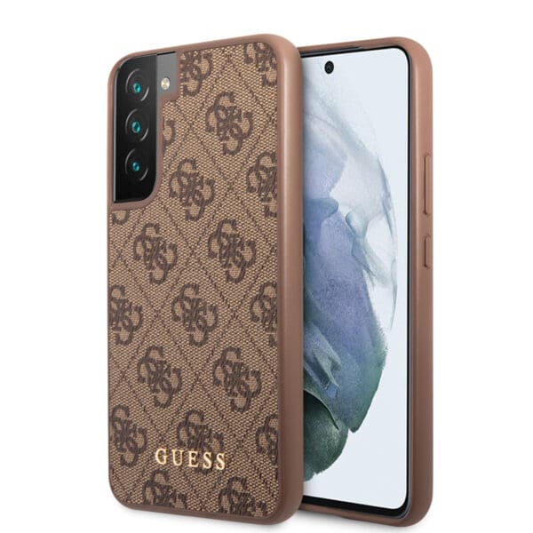 Guess “4G Logo Collection” Script Metal Logo Θήκη προστασίας από δερματίνη – Samsung Galaxy S22 (Καφέ)
