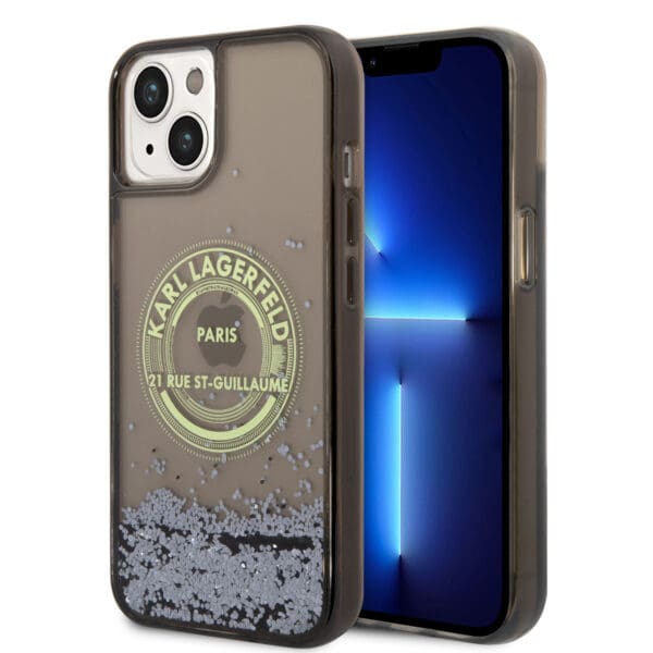Karl Lagerfeld Liquid Glitter “St.Guillaume Logo Collection” Translucent Case Θήκη προστασίας – iPhone 14 Plus (Clear Black/Glitter)