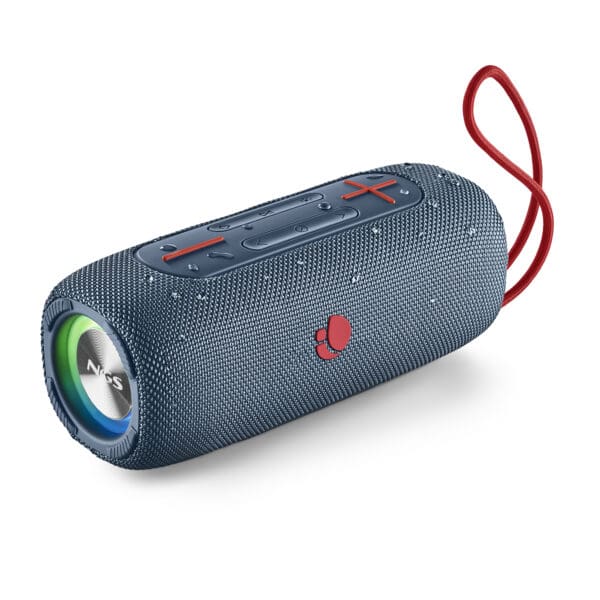 NGS Roller Nitro 3 Φορητό Αδιάβροχο ηχείο Bluetooth ισχύος 30W με ραδιόφωνο και 10 ώρες αυτονομία σε μπλε χρώμα