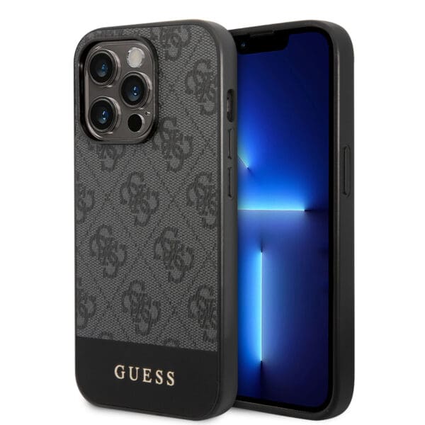 Guess "4G Logo Collection" Printed Stripe Θήκη προστασίας από δερματίνη – iPhone 14 Pro Max  (Γκρι)