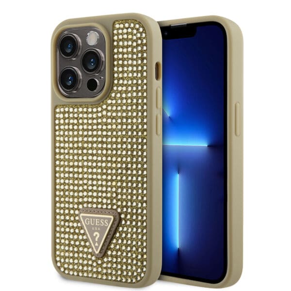 Guess “Rhinestones Triangle Metal Logo Collection” Θήκη προστασίας για iPhone 14 Pro (Χρυσό)