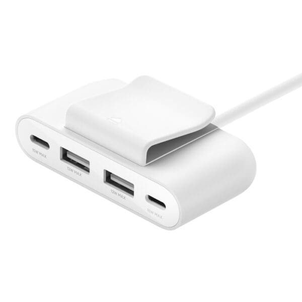 Belkin Boost↑Charge 4-Port Power Extender Hub με 2 θύρες USB-C και 2 θύρες USB-A και καλώδιο 2 μέτρων (λευκό) (BUZ001bt2MWHB7)