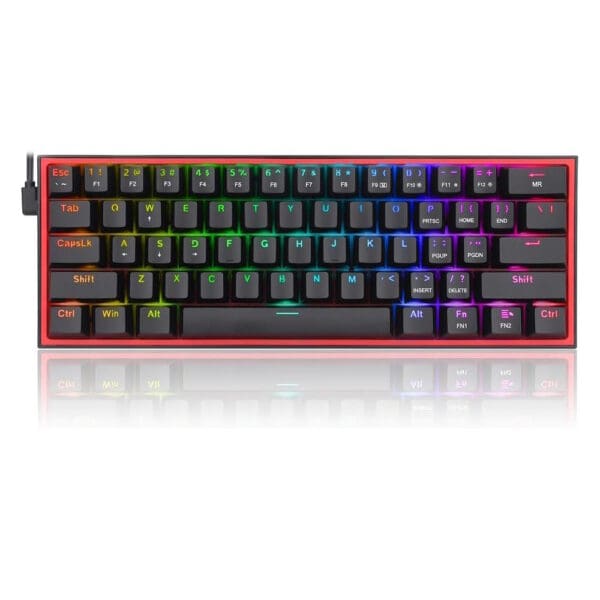 Redragon K617 FIZZ RGB Μηχανικό ενσύρματο Gaming Πληκτρολόγιο με φωτισμό RGB με Custom Red Διακόπτες σε μαύρο χρώμα (US)