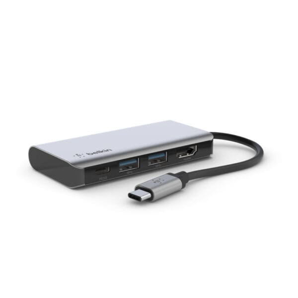 Belkin Αντάπτορας 4-in-1 USB-C Multimedia Hub Pass Through 100W σε χρώμα Space Grey