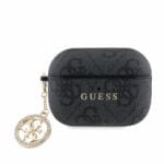 Guess "4G Strass Charm" Collection Θήκη προστασίας από δερματίνη για Apple Airpods Pro 2 με χρυσό κρεμαστό στολίδι (Black – GUAP2P4E4CDK)
