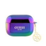 Guess "4G Charm" Collection Θήκη προστασίας από ιριδίζουσα σιλικόνη για Apple Airpods Pro με κρεμαστό στολίδι (Black – GUAPHPLIGEK)