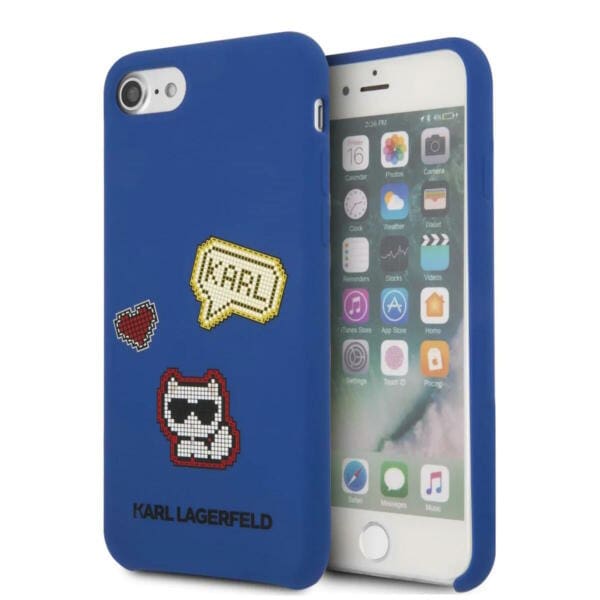 Karl Lagerfeld Liquid Silicone "Pixel Choupette" Case Θήκη προστασίας από σιλικόνη για iPhone 7/8/SE (Blue – KLHCI8PIXSLBL)