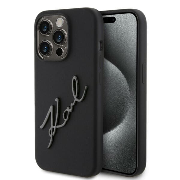 Karl Lagerfeld "Karl Script Logo" Hard Case Θήκη προστασίας από σιλικόνη – iPhone 15 Pro Max (Black – KLHCP15XSKSBMCK)