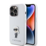 Karl Lagerfeld Ikonik Metal Pin Hard Case Θήκη προστασίας από σιλικόνη  – iPhone 15 Pro (White – KLHCP15LSMHKNPH)