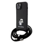 Karl Lagerfeld Crossbody K+C Metal Pin Saffiano Hard Case Θήκη προστασίας από δερματίνη με λουράκι – iPhone 15 (Μαύρο – KLHCP15SSAKCPSK)