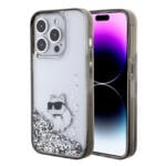 Karl Lagerfeld Ikonik Case Choupette Θήκη προστασίας από Liquid σιλικόνη – iPhone 15 Pro Max (Clear / Silver Glitter – KLHCP15XLKCNSK)