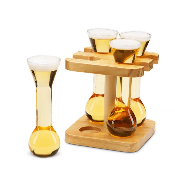 Winning Mini Yards Of Ale - Σετ Μινι Ποτηριών Μπύρας με Ξύλινη Βάση