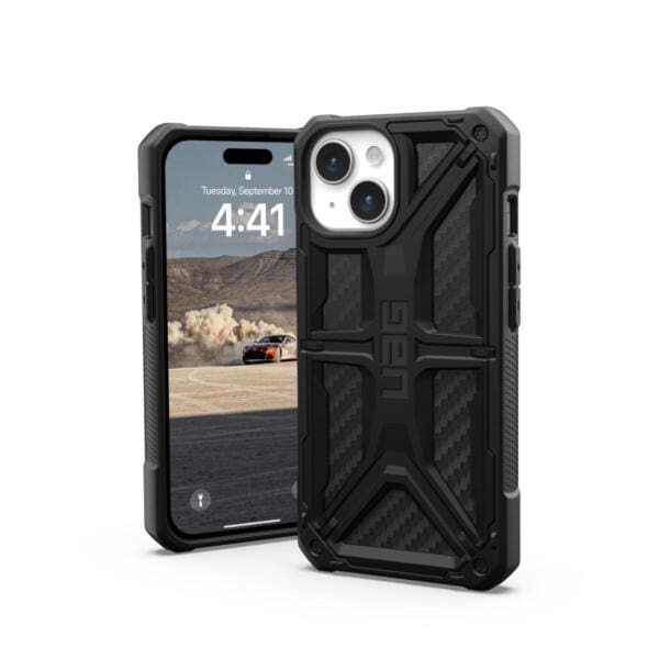 UAG Monarch Θήκη προστασίας που αντέχει σε πτώσεις έως 6 μέτρα – iPhone 15 (Carbon Fiber/Black)