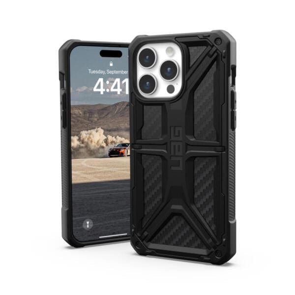 UAG Monarch Θήκη προστασίας που αντέχει σε πτώσεις έως 6 μέτρα – iPhone 15 Pro Max (Carbon Fiber/Black)