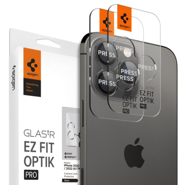 Spigen EZ Fit Optik Pro Προστασία Kάμερας Tempered Glass Black (2x pack) για Apple iPhone 15 Pro / 15 Pro Max / 14 Pro / 14 Pro Max (AGL05205)