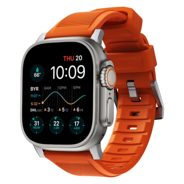 Nomad Rugged Band Αδιάβροχο Λουράκι από Καουτσούκ FKM Apple Watch 44mm, 45mm, 49mm – Orange (NM01287285)
