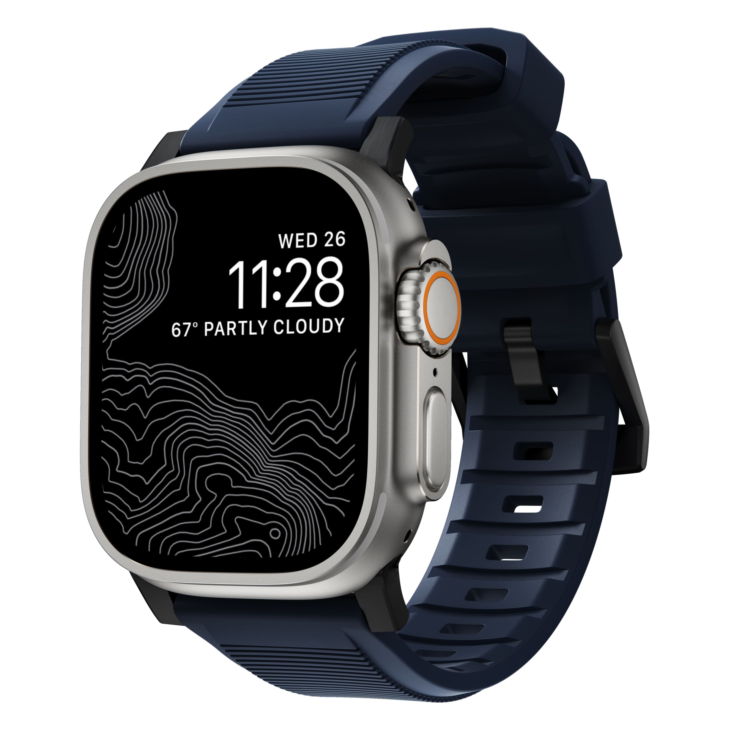 Nomad Rugged Band Αδιάβροχο Λουράκι από Καουτσούκ FKM Apple Watch 44mm, 45mm, 49mm – Atlantic Blue/Black (NM01295785)