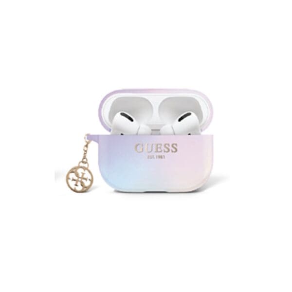 Guess "4G Charm" Collection Θήκη προστασίας από ιριδίζουσα σιλικόνη για Apple Airpods 3 με κρεμαστό στολίδι (Purple – GUA3HPLIGEU)