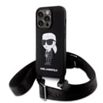 Karl Lagerfeld Crossbody Ikonik Hard Case Θήκη προστασίας από σιλικόνη – iPhone 15 Pro (Black – KLHCP15LSCBSKNK)