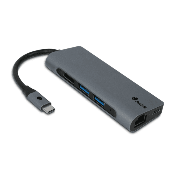 NGS Wonder Dock 7 Silver Αλουμινένιος Αντάπτορας USB-C με θύρα HDMI 4K Ultra HD Video σε ασημί χρώμα