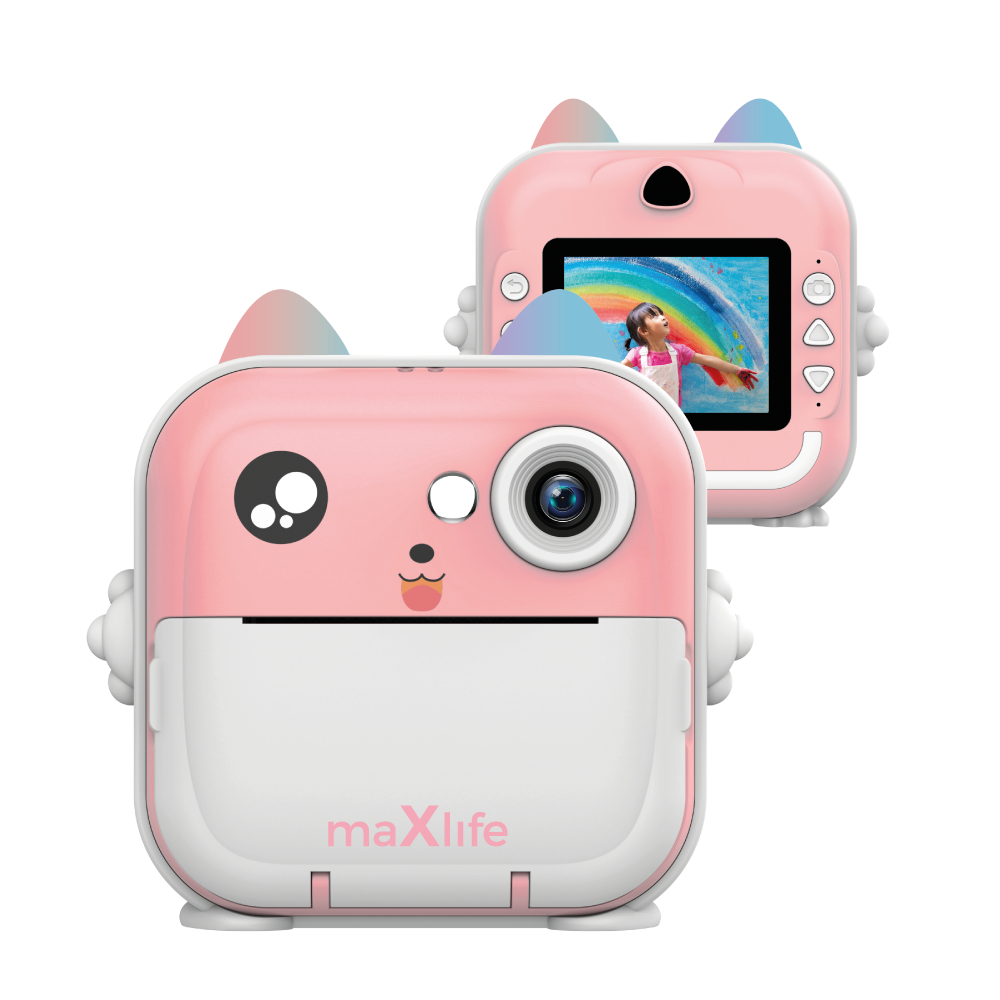 Maxlife printing camera MXPC-100 pink - Παιδική ψηφιακή φωτογραφική μηχανή στιγμιαιας εκτύπωσης σε ροζ χρώμα