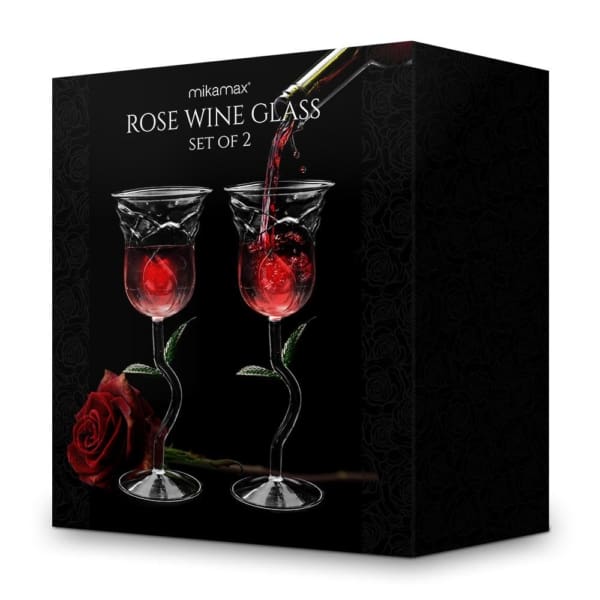 Rose Wine Glass Set – Σετ Ποτηριών Κρασιού με Τριαντάφυλλο