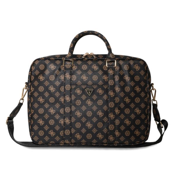 Guess Computer Bag for 16" with Front Pocket & Zipper Triangle Peony Logo (Black - GUCB16PGPOSGNK)