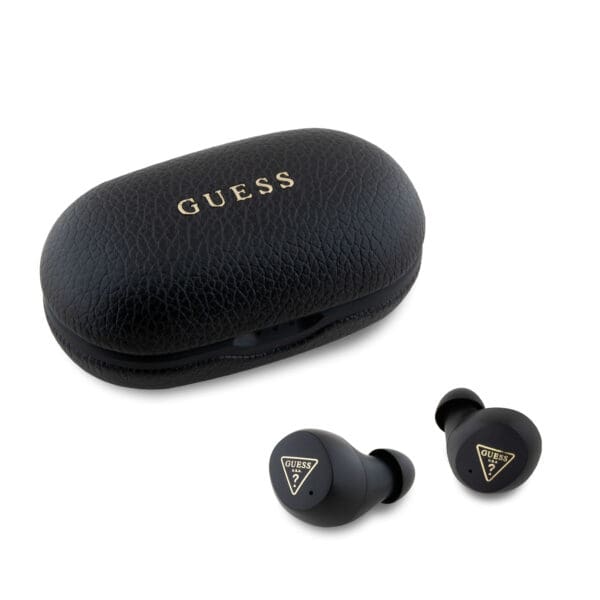 Guess Grained Printed Classic Logo True Wireless ENC Earphones (Black - GUTWSPGTSPSK)