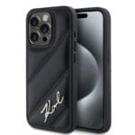 Karl Lagerfeld “Quilted Metal Signature Logo Collection” Case Θήκη προστασίας από δερματίνη – iPhone 15 Pro Max (Μαύρο – KLHCP15XPQDSMGK)