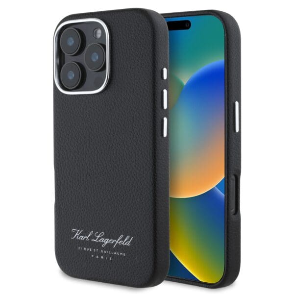 Karl Lagerfeld “Rue St.Guillaume Logo Collection” Θήκη προστασίας από σιλικόνη – iPhone 16 Pro (Μαύρο – KLHCP16LPGWCMKHK)