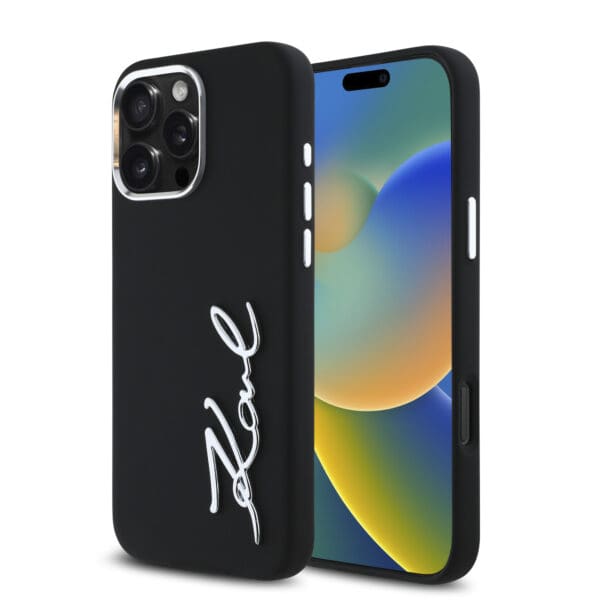 Karl Lagerfeld “Signature Metal Logo Collection” Hard Case Θήκη προστασίας από σιλικόνη – iPhone 16 Pro (Μαύρο – KLHCP16LSCMSMVK)