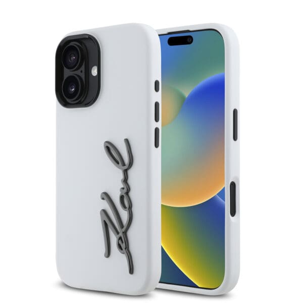 Karl Lagerfeld “Signature Metal Logo Collection” Hard Case Θήκη προστασίας από σιλικόνη – iPhone 16 (Λευκό – KLHCP16SSCMSMVH)