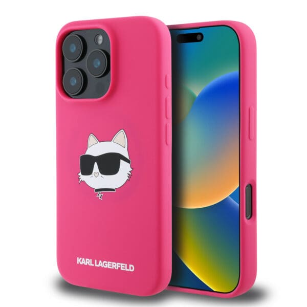 Karl Lagerfeld Magsafe Silicone Case "Choupette's Head" Θήκη προστασίας από σιλικόνη – iPhone 16 Pro (Fuchsia – KLHMP16LSCHPPLF)
