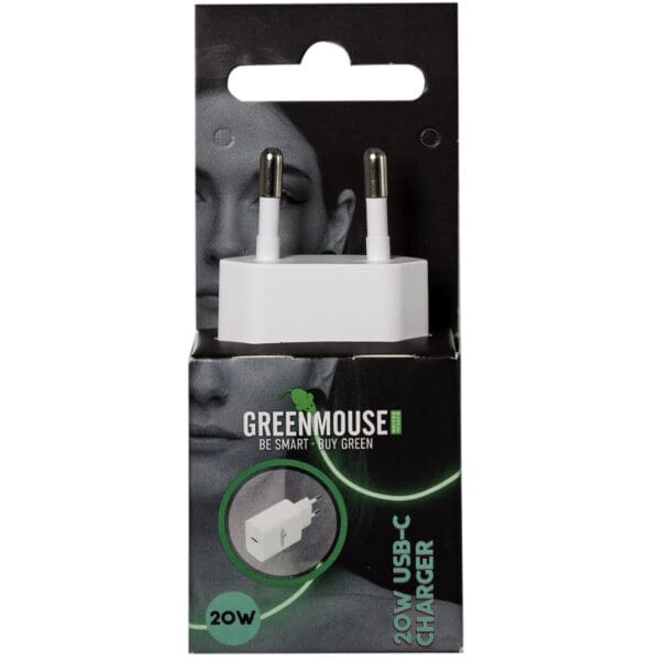 Greenmouse Wall Charger PD 20W – Φορτιστής Τοίχου USB-C Power Delivery σε λευκό χρώμα με συσκευασία blister – 66956678
