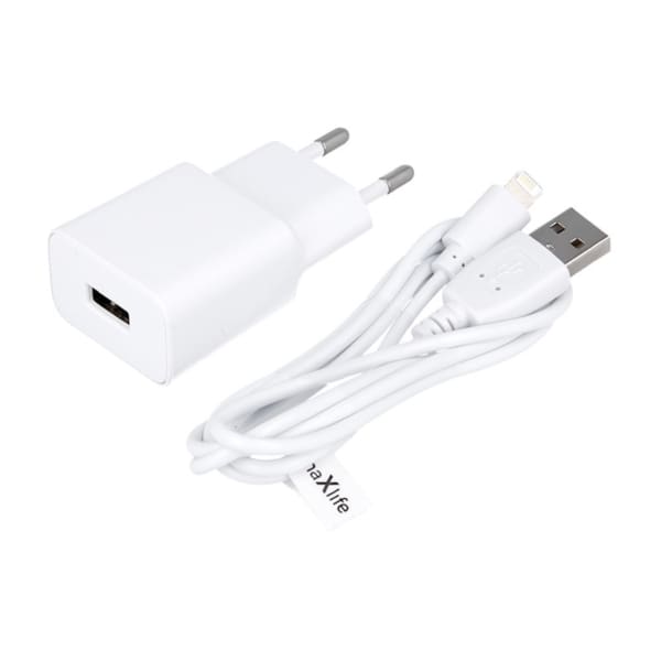 Maxlife MXTC-01 Φορτιστής Τοίχου USB 2.1A με Καλώδιο Lightning 1m – Λευκός