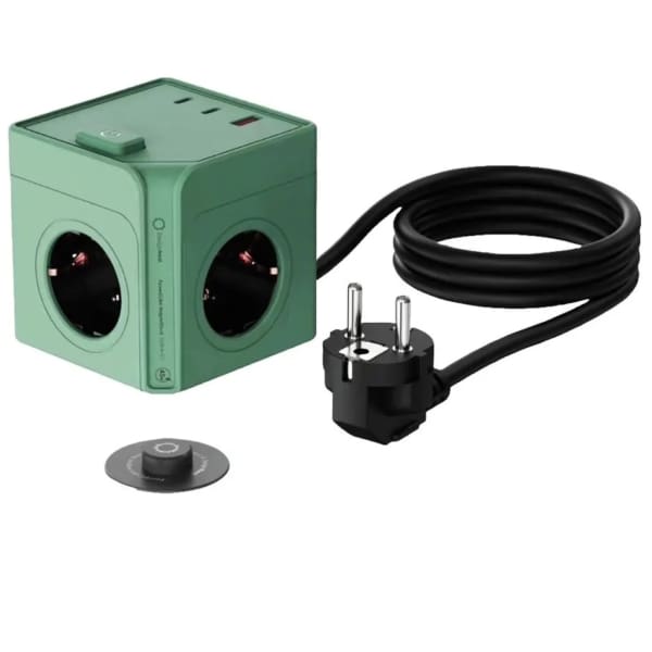 Allocacoc - PowerCube MagnetDock USB A+C PD 45W DE με διακόπτη σε χρώμα πράσινο χακί