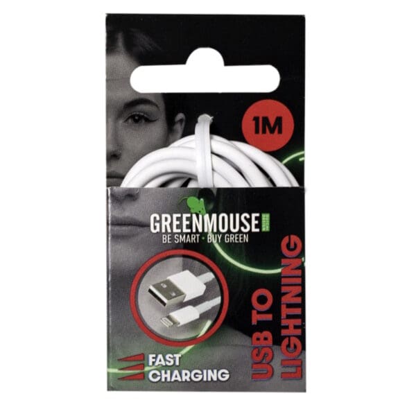 Καλώδιο φόρτισης και δεδομένων GreenMouse – Lightning 1,0 m σε λευκό χρώμα με συσκευασία blister - 66956460