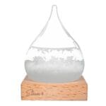 Storm Glass Drop Large – Μεγάλο Διακοσμητικό Βαρόμετρο σε Σχήμα Σταγόνας με Ξύλινη Βάση (22 cm)