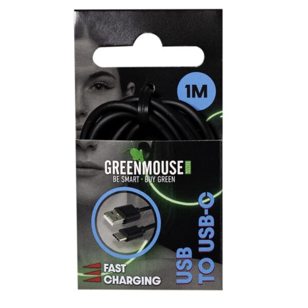 Καλώδιο φόρτισης και δεδομένων GreenMouse – USB-C 1,0 m σε μαύρο χρώμα με συσκευασία blister - 66956545