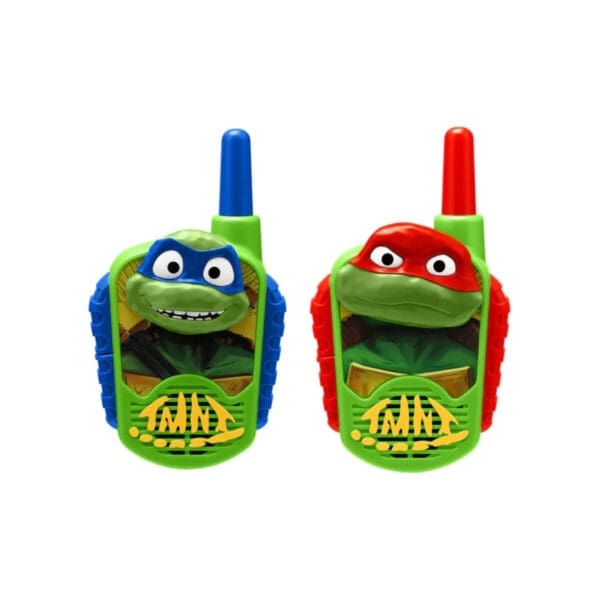 eKids Teenage Mutant Ninja Turtles Leonardo & Raphael Σετ 2 Walkie Talkies για παιδιά & ενήλικες με ενσωματωμένο μεγάφωνο και εμβέλεια 150 μέτρων (‎TM-207) (Πράσινο/Κόκκινο/Μπλε)