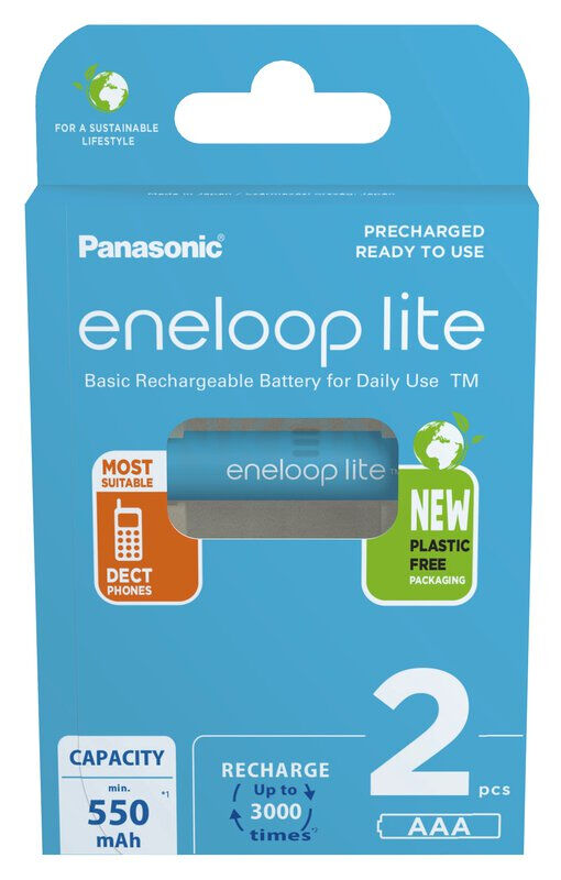 Panasonic Eneloop Lite AAA – Επαναφορτιζόμενες Μπαταρίες Ni-MH 1.2V (BK-4LCCE/2BE, 2 τεμάχια)
