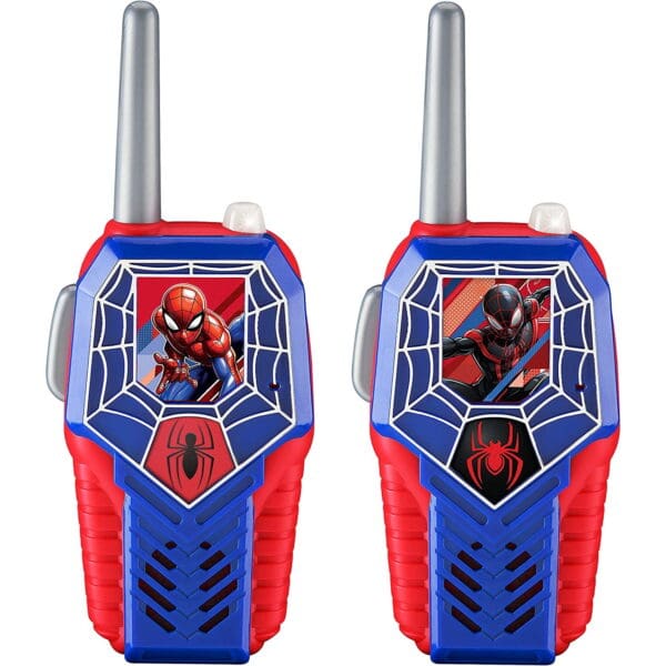eKids Spiderman Walkie Talkies για παιδιά & ενήλικες με ενσωματωμένο μεγάφωνο και εμβέλεια 150 μέτρων (SM-212v2) (Μπλε/Γκρι/Κόκκινο)