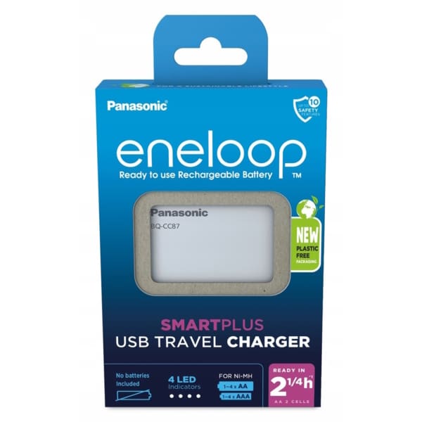 Panasonic Eneloop SmartPlus USB Travel Charger – BQ-CC87USB Έξυπνος USB Φορτιστής για AA/AAA με ανεξάρτητη φόρτιση & ταξιδιωτική ευκολία