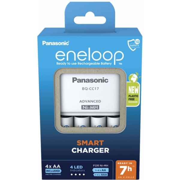 Panasonic Eneloop Smart Charger K-KJ17MCD40E – Φορτιστής με 4 Μπαταρίες AA Ni-MH 2500mAh (Eneloop Pro)