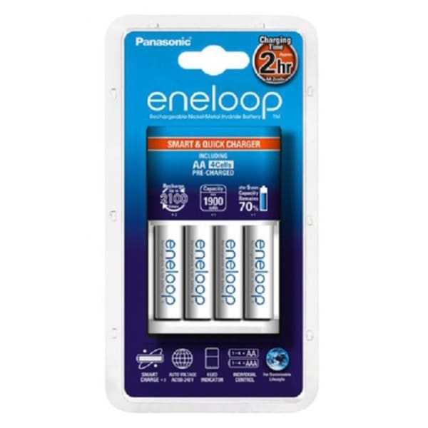 Panasonic Eneloop Smart & Quick Charger K-KJ55MCC40E – Φορτιστής για 4xAA/AAA + Περιλαμβάνονται 4 Μπαταρίες AA 2000mAh