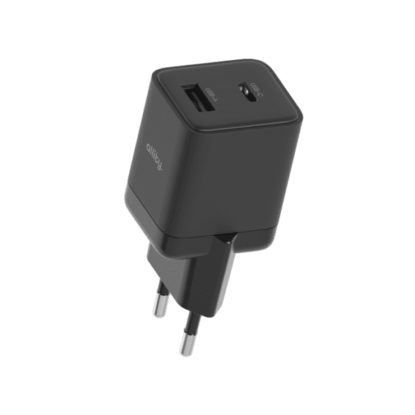 Φορτιστής τοίχου Allity GaN PD QC ATC-01-20WAC 1x USB-c 1x USB-a 20W μαύρος