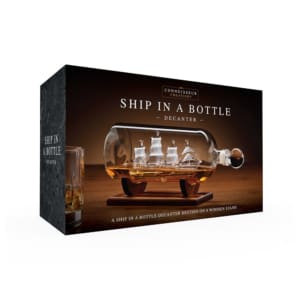 Connoisseur Creations - Ship in a Bottle Decanter Set – Καράφα Πλοίο σε Μπουκάλι με Ξύλινη Βάση