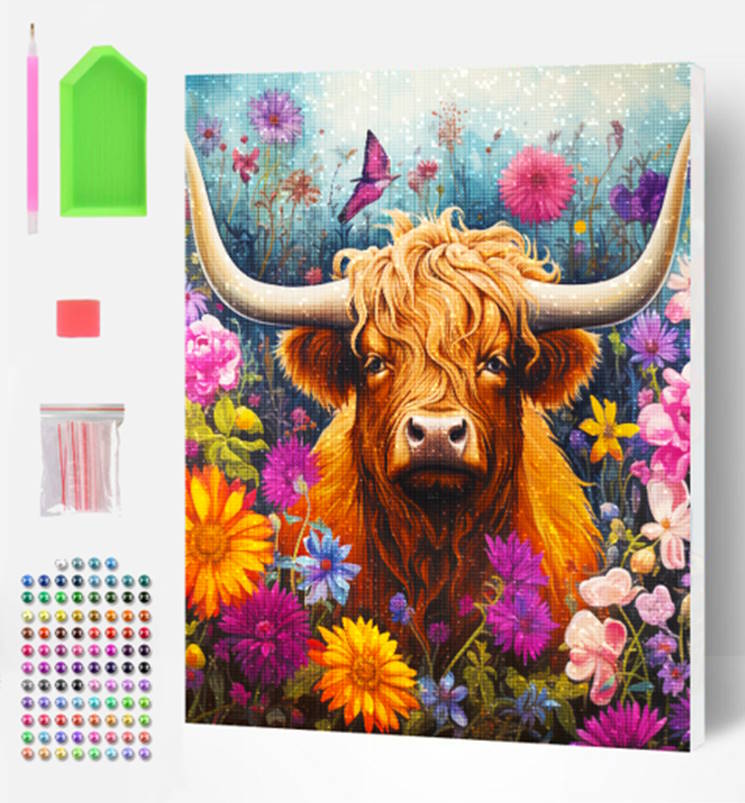 Splat Planet Σετ Diamond Painting “Highland Cow” σε Καμβά με Τελάρο 30x40cm
